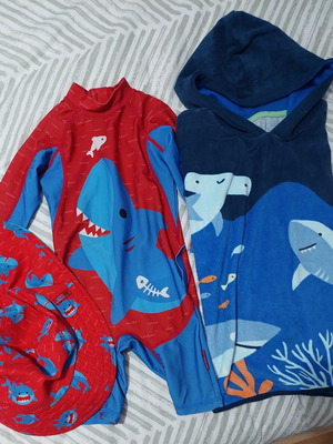 Baby Beach Set with Swimsuit, Hat and Towel, New
