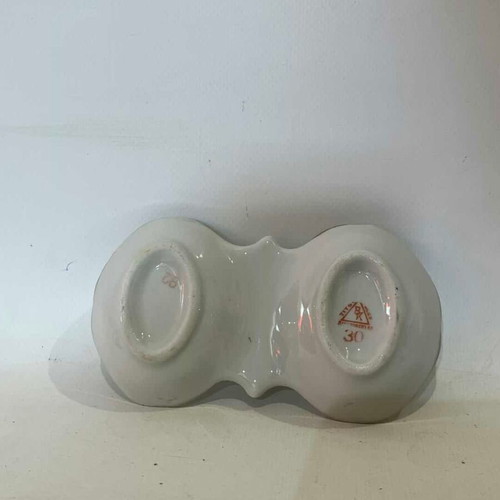Vintage porcelain salt cellar with flowers Titon Veles used
