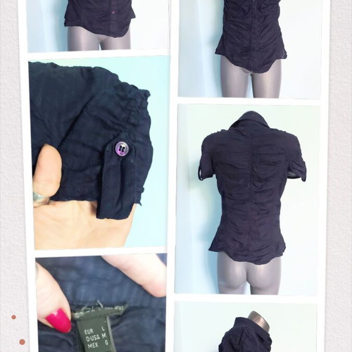 Set of 2 women's cotton shirts, fitted silhouette, pink and dark blue