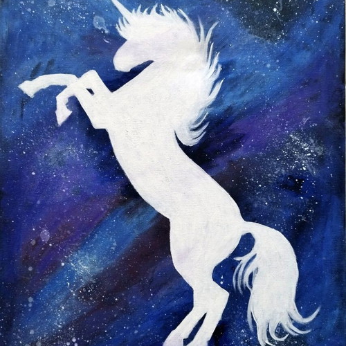 Handmade unicorn painting made to order, acrylic on canvas 50x70