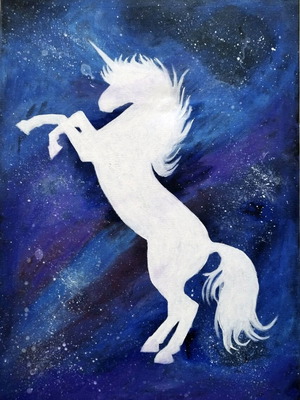 Handmade unicorn painting made to order, acrylic on canvas 50x70