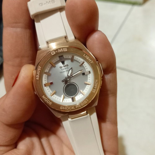 Casio women's watch new, beige and gold, solar powered with satellite sync