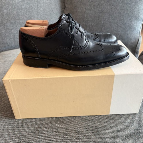 Bally Scribe Adrem 6p Black Calf Handmade Shoes size 42 like new