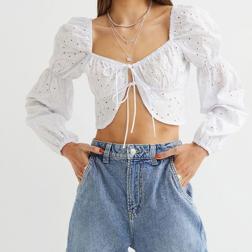 Crop top H&M like new, white, size S
