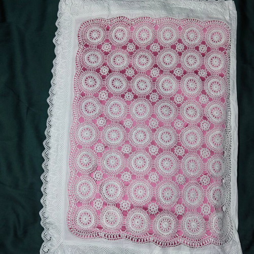 Vintage 60s pillowcases set of 2 used with handmade crochet lace