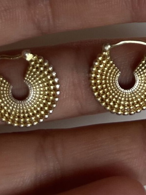 Small gold-plated hoop earrings used, shell design