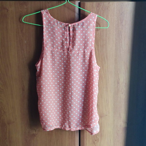 Pink Woman sleeveless blouse, white and pink, size L