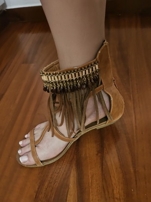 Boho tan sandals size 40 used, summer style