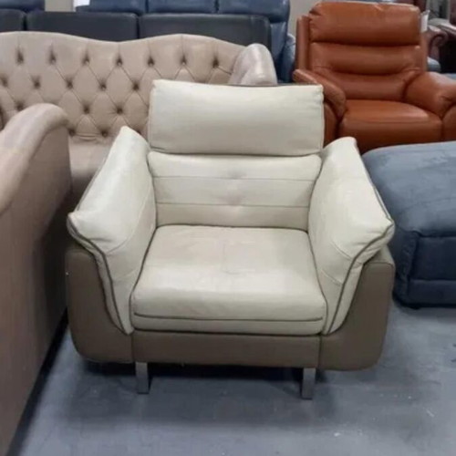 Positano leather armchair new, cream with beige upholstery and movable backrest