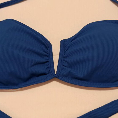 Zebras & Libras women's strapless bikini top like new, blue, size L