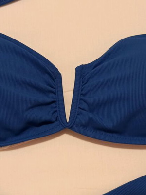 Zebras & Libras women's strapless bikini top like new, blue, size L
