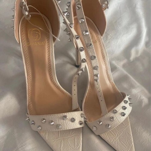 White sandals with studs new, size 36