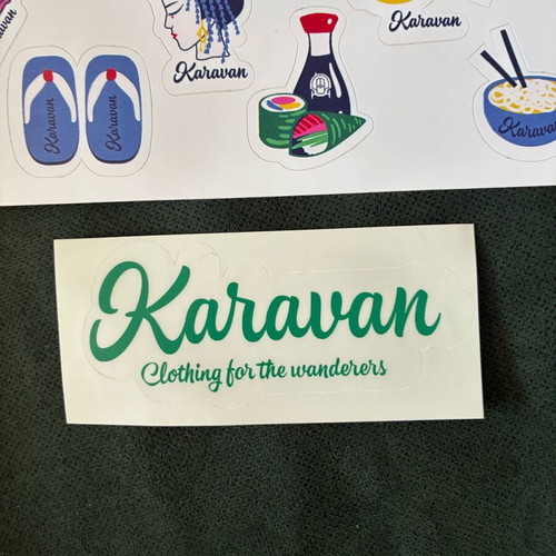 Karavan keychain with collectible stickers new, colorful