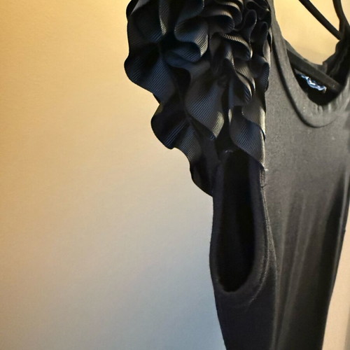 Black mini dress with ruffle details like new