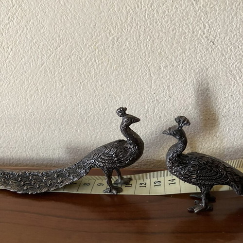 Decorative metal peacocks like new, traditional heavy metal