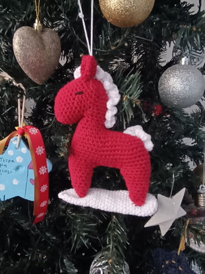 Handmade knitted horse ornament new for Christmas tree