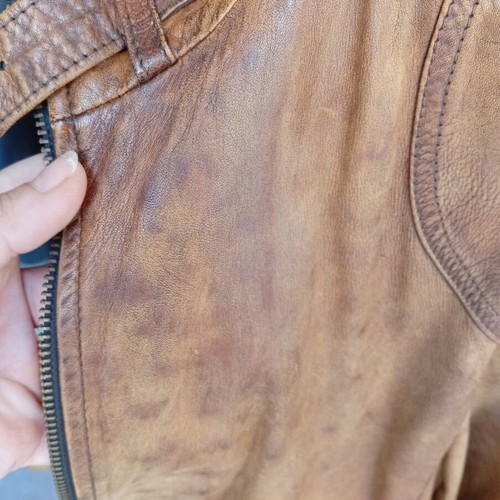 Men's leather jacket used, brown, size XL