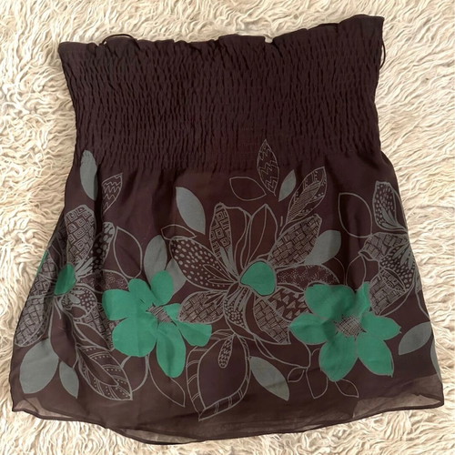 Ted Baker 100% silk floral strapless top like new