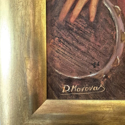 Dionysis Manonas oil painting like new with gold frame 83x63 cm