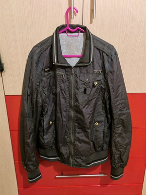 Men's windbreaker jacket L used, black and gray
