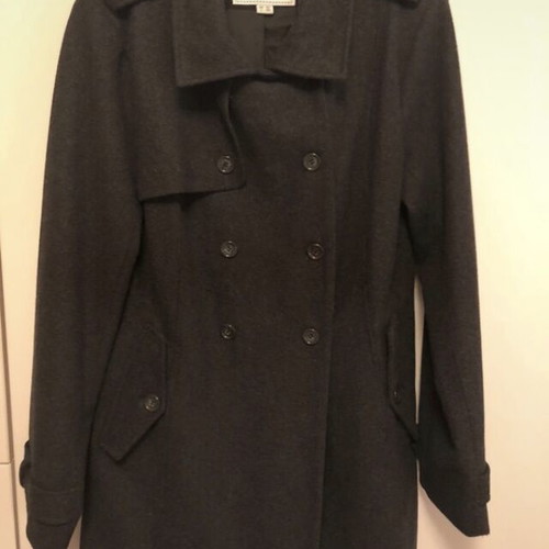 Covert Overt wool double-breasted charcoal women's coat, size L 40