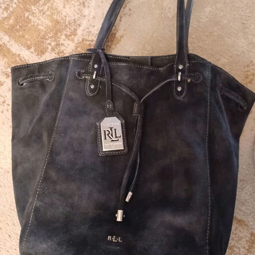 Ralph Lauren suede black bag used, convertible to pouch