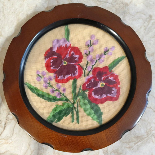 Frames with handmade floral embroidery used, set of 2
