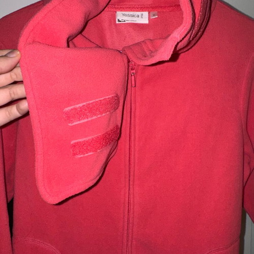 Yessica pink fleece jacket used with slight zipper wear