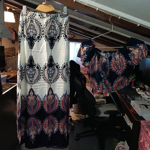 Boho women's set like new with maxi skirt and crop top
