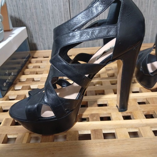 Kalogirou women's leather sandals black size 39 used, heel height 13 cm