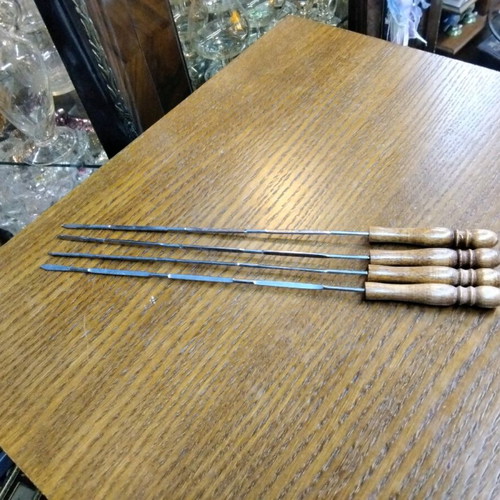 Metal skewers with wooden handle new, set of 4 pieces