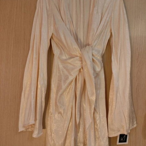 Satin beige dress with belt new with tag