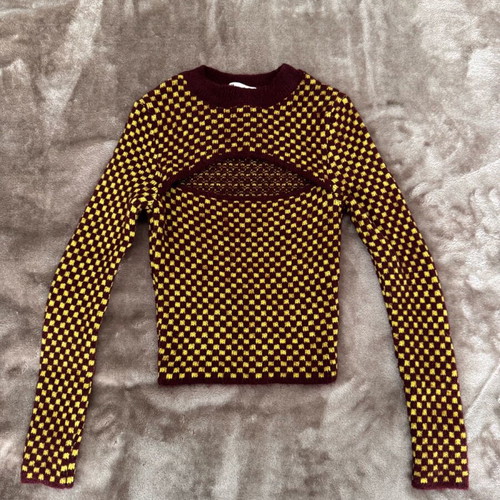 Zara checked pullover size S used, purple and yellow