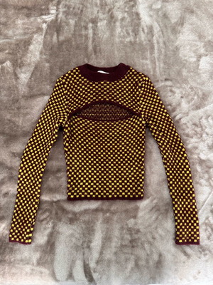 Zara checked pullover size S used, purple and yellow
