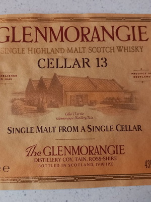 Ετικέτα Glenmorangie Single Highland Malt Scotch Whisky Cellar 13 μεταχειρισμένη