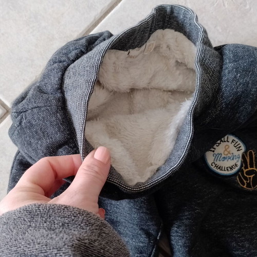 Orchestra sports sweatpants used 140cm grey black with fur lining