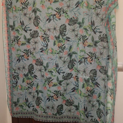 Square summer scarf with colorful fringes like new