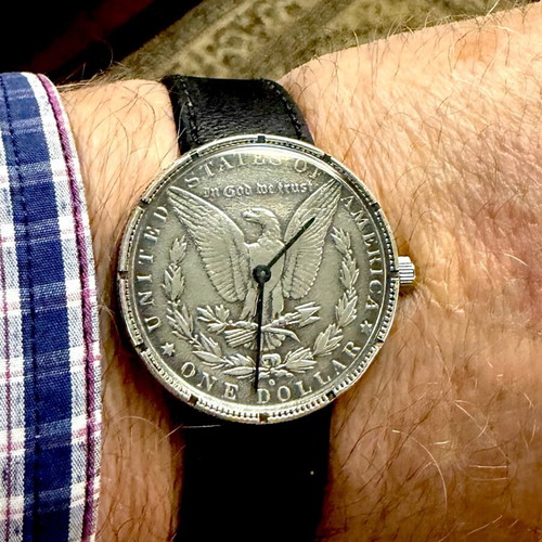 Ρολόι HENO Watch vintage 1960s με ασημένιο δολάριο σαν καινούργιο