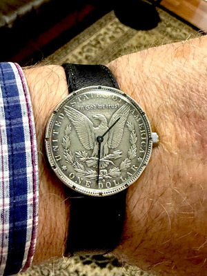 Ρολόι HENO Watch vintage 1960s με ασημένιο δολάριο σαν καινούργιο