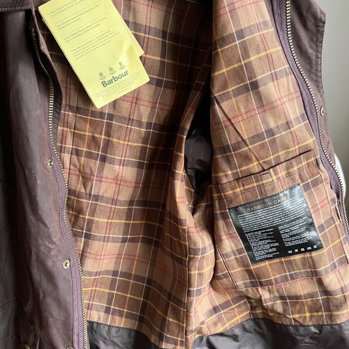 Barbour Vendor Wax Jacket new, rust brown and red, size XL