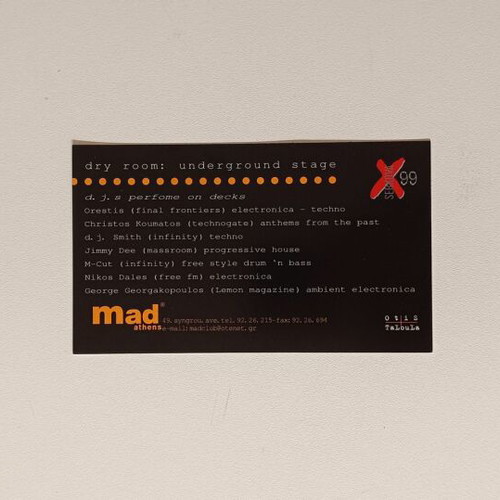 Vintage Flyer Mad Athens 'Waveforms' Dry Room 1999 like new