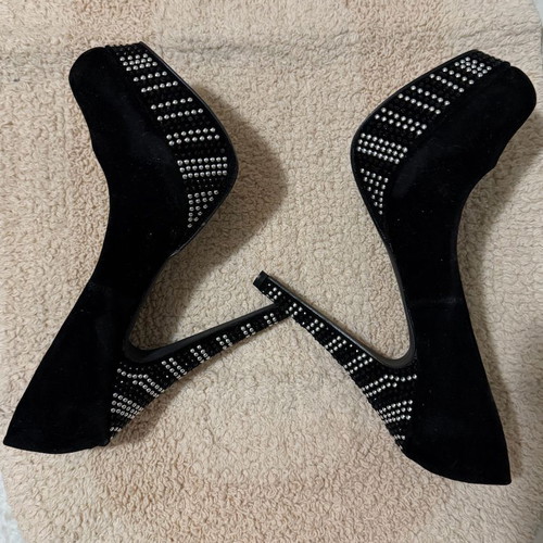 Centro black high heel pumps with rhinestones size 39 used
