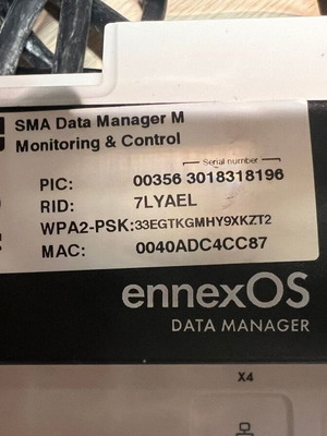 SMA Data Manager M Monitoring and Control ennexOS μεταχειρισμένο με Power Injector και καλώδια