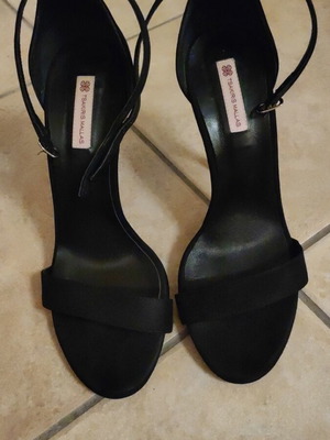 Πέδιλα Tsakiris Mallas σούετ με ψηλό τακούνι σαν καινούργιο, μαύρα