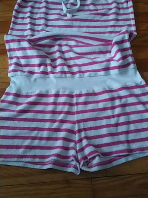Striped strapless romper