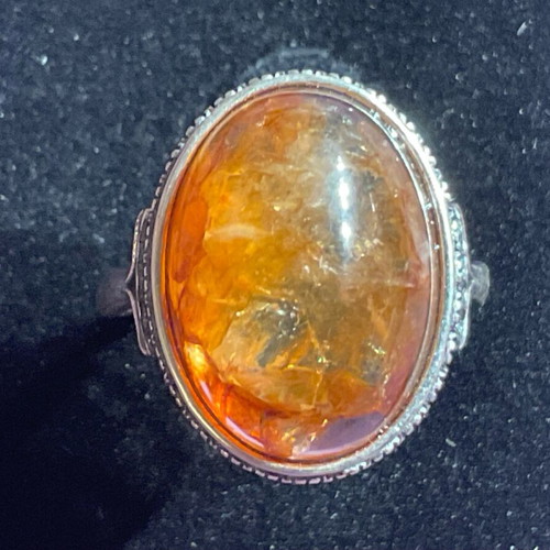 Fire Quartz Silver Ring one size