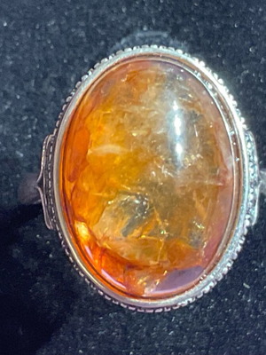 Fire Quartz Silver Ring one size