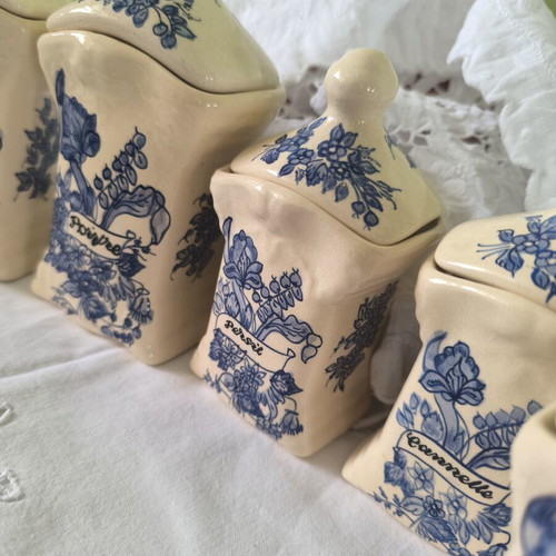 Vintage porcelain storage jars set