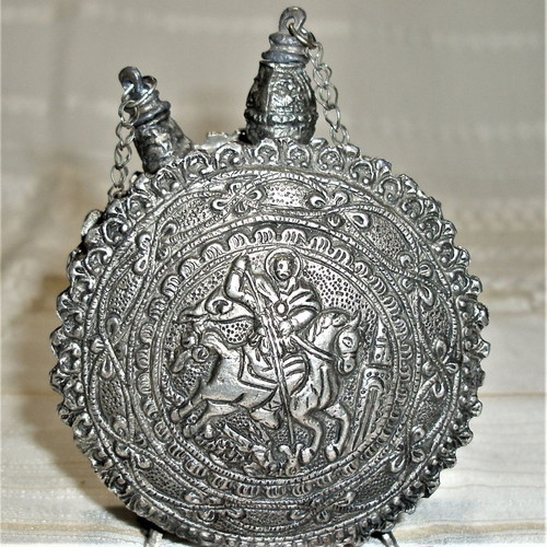 Holy water flask double-sided with Saint George used