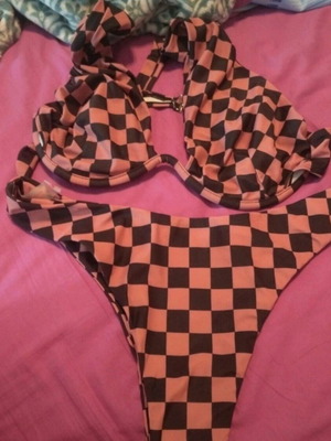 Romwe by Shein bikini set new, size Large, black and orange